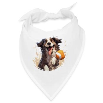 Hund spielt Beachvolleyball - Bandana - Weiß - Vorne