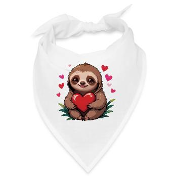 Verschenke dieses süße Faultier zum Valentinstag - Bandana - Weiß - Vorne