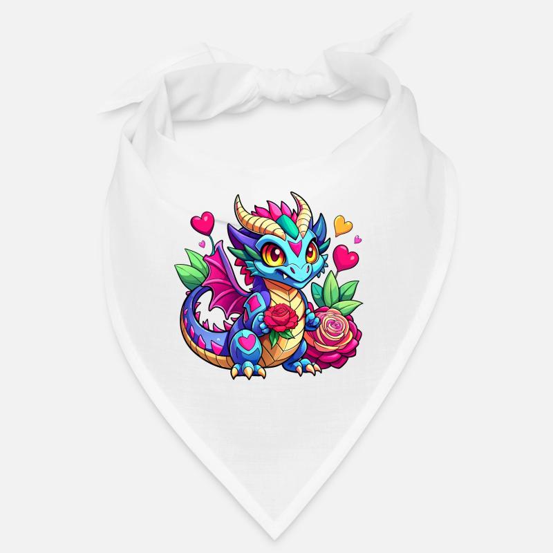 Farbenfroher Drache - Bandana - Weiß