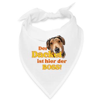Der Dackel ist hier der Chef! - Bandana - Weiß - Vorne