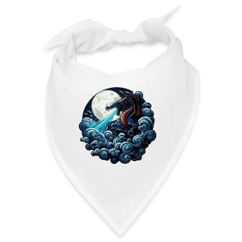 Mystischer Drache, der Wasser im Mondlicht spuckt - Bandana - Weiß - Vorne