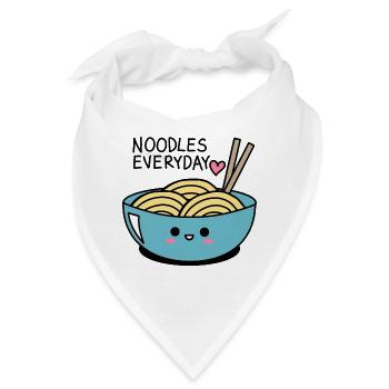 Nudeln jeden Tag - süße und kawaii Nudeln - Bandana - Weiß - Vorne