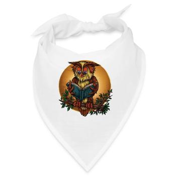 Alte, weise Eule im Mondschein - Bandana - Weiß - Vorne