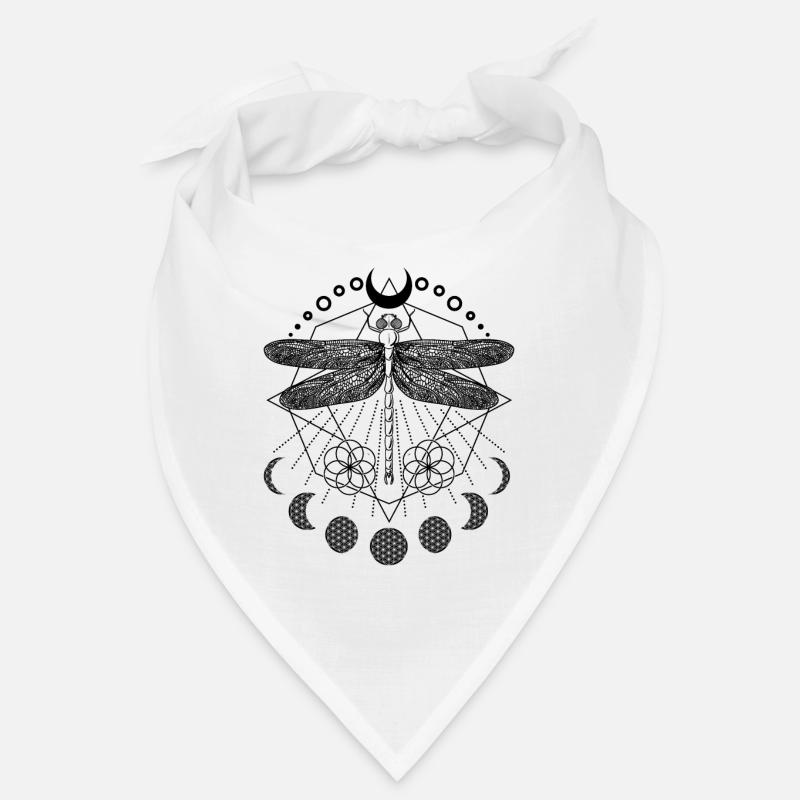 Libelle vintage boho Tattoo mit Blume des Lebens Bandana