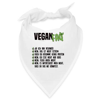 Vegan FAQ - Lustiger Veganer Spruch - Bandana - Weiß - Vorne
