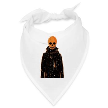 Ein orangefarbenes Skelett in einem Mantel - Bandana - Weiß - Vorne