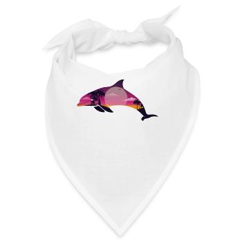 Dolphin Palm Tree Sunset - Bandana - Weiß - Vorne