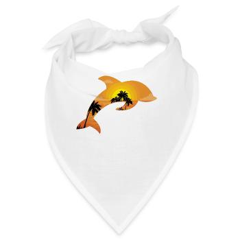 Dolphin Palm Tree Sunset - Bandana - Weiß - Vorne