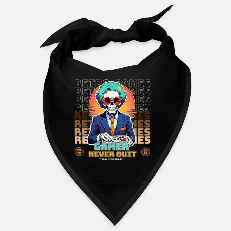 Retro Gamer Never Quit Skeleton Design Bandana
