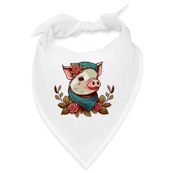 Ferkel mit Kopftuch - Bandana - Weiß - Vorne