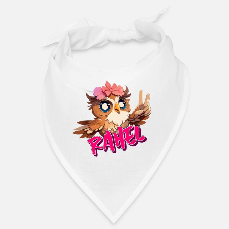 RAHEL - Schöner Mädchen Name mit süßer EULE Bandana