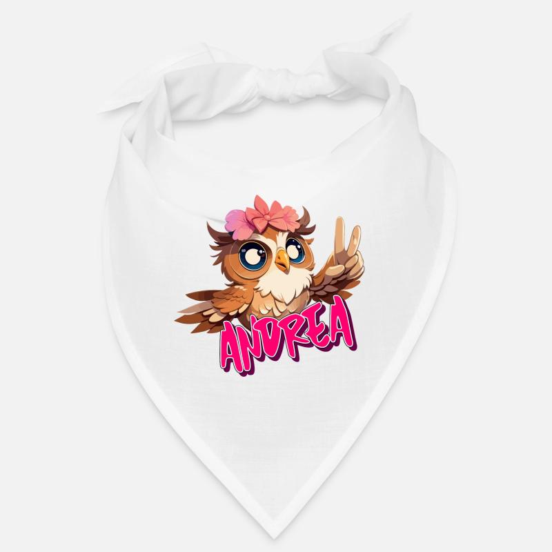 ANDREA - Schöner Mädchen Name mit süßer EULE Bandana