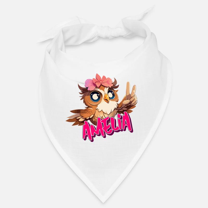 AMELIA - Schöner Mädchen Name mit süßer EULE Bandana