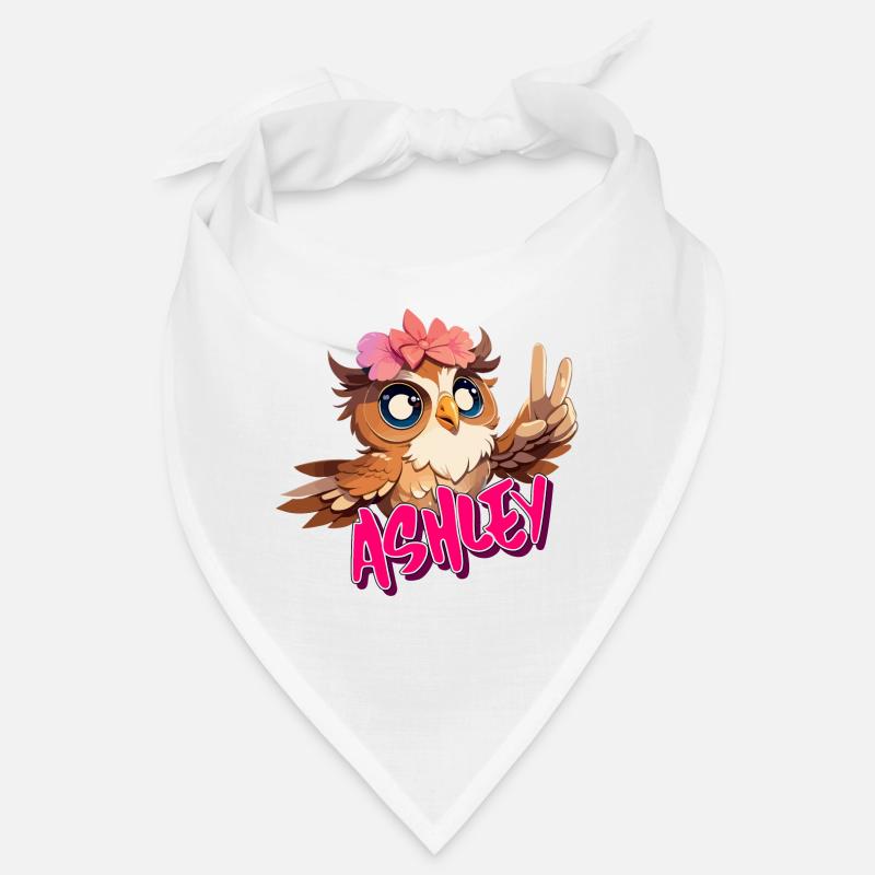 ASHLEY - Schöner Mädchen Name mit süßer EULE Bandana