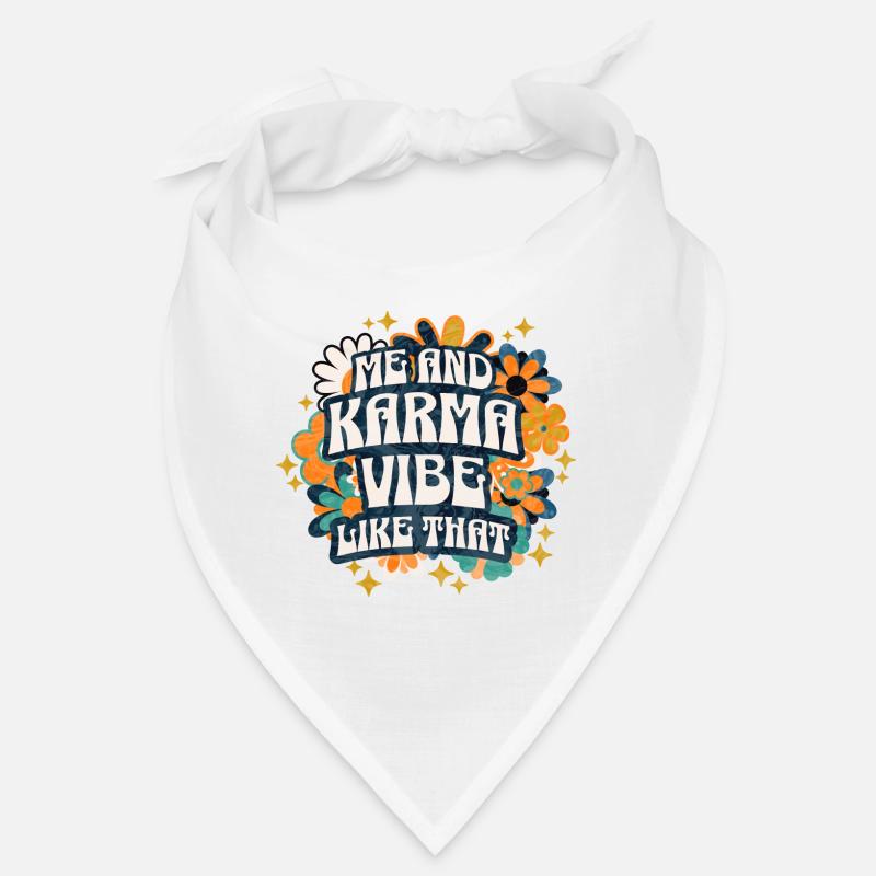Phrase Sarcastique et Drôle Karma Fleur Rétro - Bandana - blanc