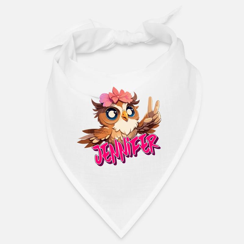 JENNIFER - Schöner Mädchen Name mit süßer EULE Bandana