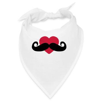 heart moustache / love moustache - Bandana - Weiß - Vorne