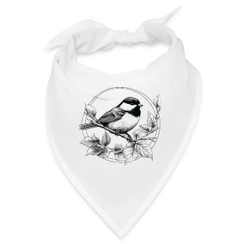 Meise Zeichnung - Bandana - Weiß - Vorne