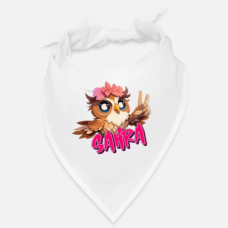 SAHRA - Schöner Mädchen Name mit süßer EULE Bandana