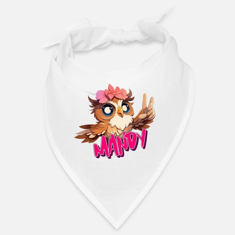 MANDY - Schöner Mädchen Name mit süßer EULE Bandana