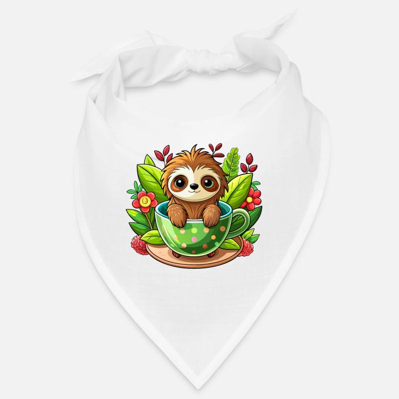Sloth in cup - Bandana - white