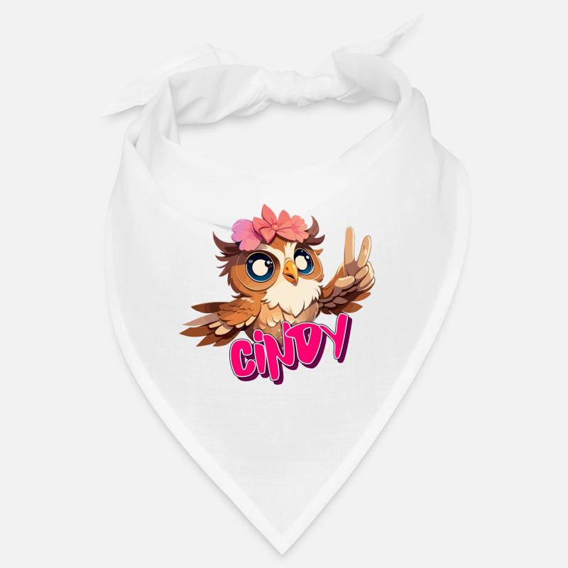 CINDY - Schöner Mädchen Name mit süßer EULE Bandana