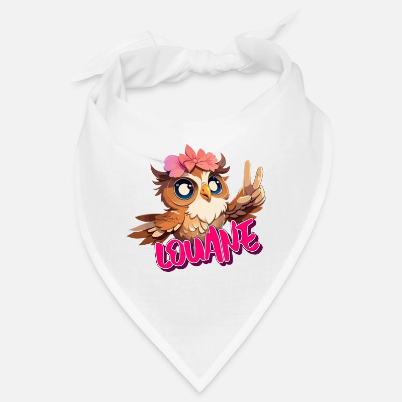 LOUANE - Schöner Mädchen Name mit süßer EULE Bandana
