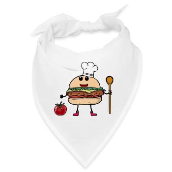 Fast Food Burger Kochkunst Hobbykoch Gastgeber - Bandana - Weiß - Vorne