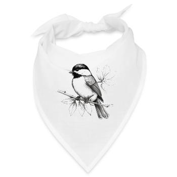 Meise Zeichnung - Bandana - Weiß - Vorne