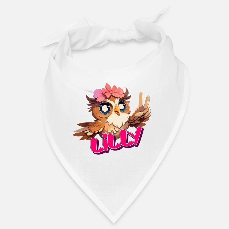 LILLY - Schöner Mädchen Name mit süßer EULE Bandana