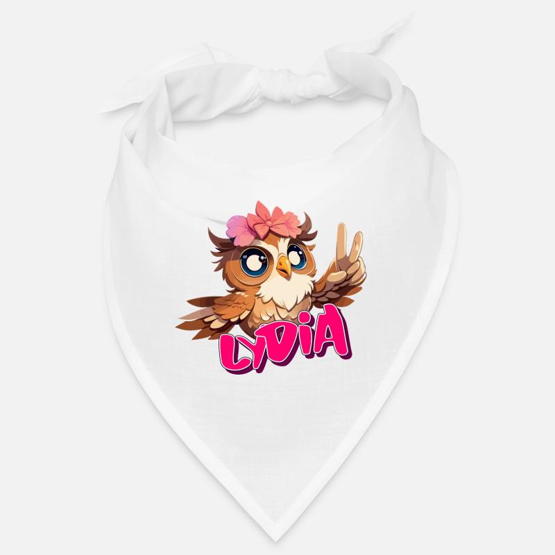 LYDIA - Schöner Mädchen Name mit süßer EULE Bandana