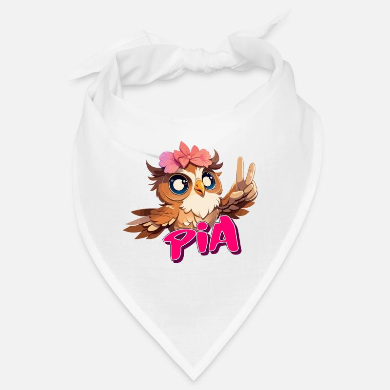 PIA - Schöner Mädchen Name mit süßer EULE Bandana