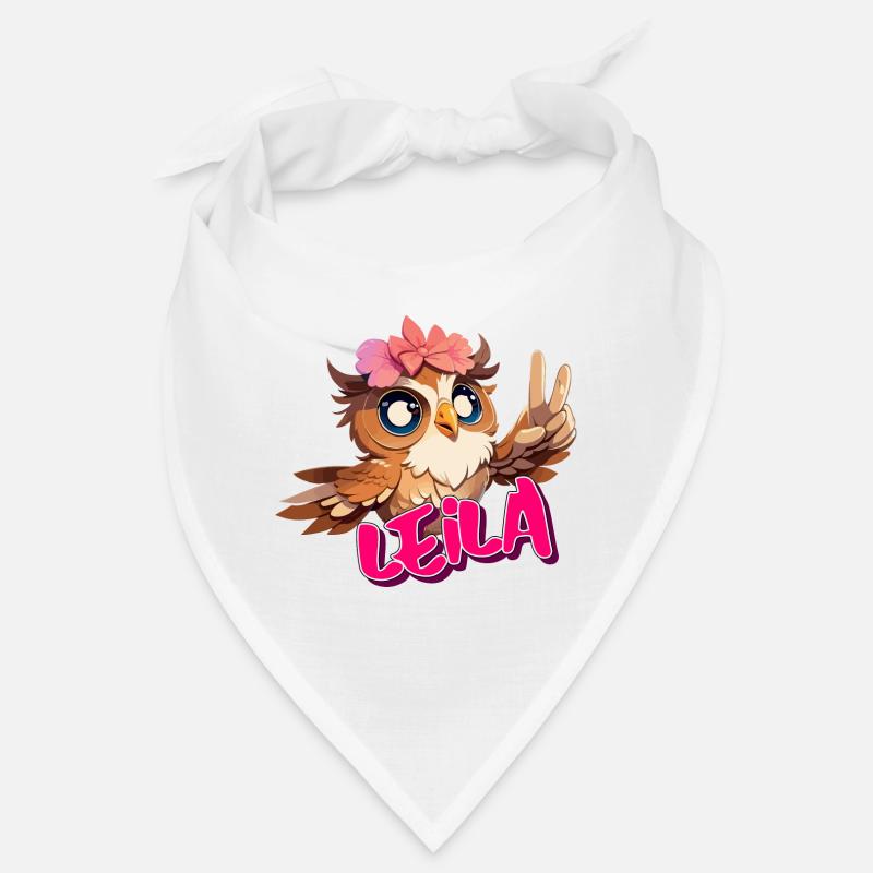 LEILA - Schöner Mädchen Name mit süßer EULE Bandana