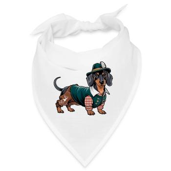 Bayerischer Dackel rot weißes Hemd Tracht Bayern - Bandana - Weiß - Vorne