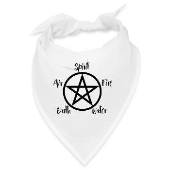 Schwarzes Pentagramm Wicca mit Text - Bandana - Weiß - Vorne