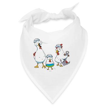 Hühner Matrosen Anker Schwimmring Ahoi Seemann - Bandana - Weiß - Vorne
