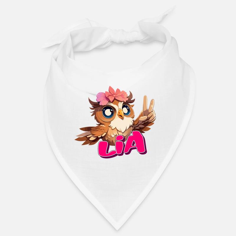 LIA - Schöner Mädchen Name mit süßer EULE Bandana