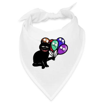 gruselige hässliche Halloween Katze Katzen Ballons - Bandana - Weiß - Vorne