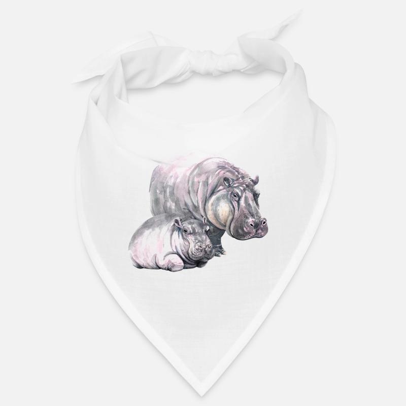 Hippo Nilpferd Retro t-Shirt Geschenkidee - Bandana - Weiß