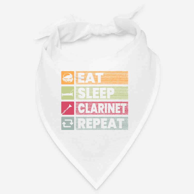 Eat Sleep Clarinet Repeat Funny Clarinet Player - Bandana - Weiß