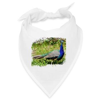 Der Pfau stammt ursprünglich aus Indien - Bandana - Weiß - Vorne