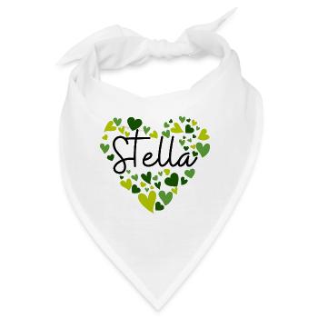 Ich liebe Stella Herzen in Grün - Bandana - Weiß - Vorne