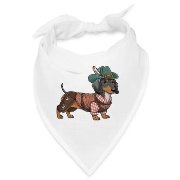 Bayerischer Dackel rot weißes Hemd Tracht Bayern - Bandana - Weiß - Vorne