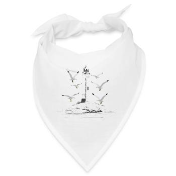 Leuchturm Möwe Hafen Moin Meer See - Bandana - Weiß - Vorne