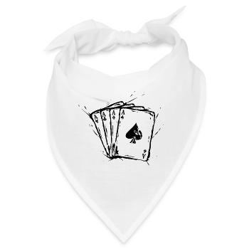 Poker Ass Karten - Bandana - Weiß - Vorne