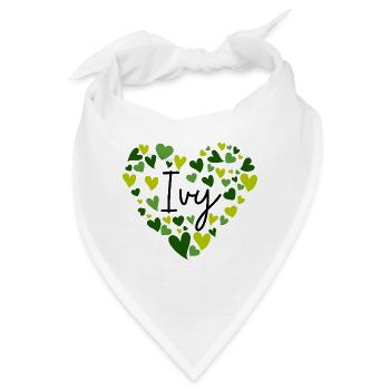 Efeu Name Design mit herzförmigen grünen Herzen - Bandana - Weiß - Vorne