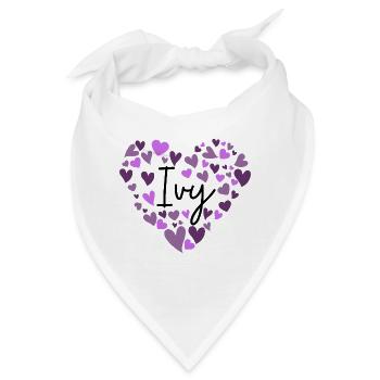 Efeu Name Design mit herzförmigen lila Herzen - Bandana - Weiß - Vorne