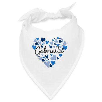 gabriella Namensdesign mit herzförmigem blauem Herz - Bandana - Weiß - Vorne