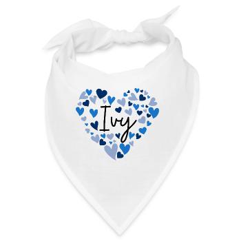 Efeu Name Design mit herzförmigen blauen Herzen - Bandana - Weiß - Vorne