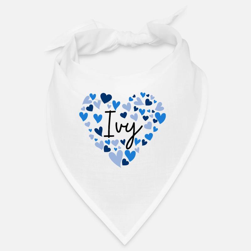 Conception de nom de lierre avec des cœurs bleus en forme de cœur Bandana